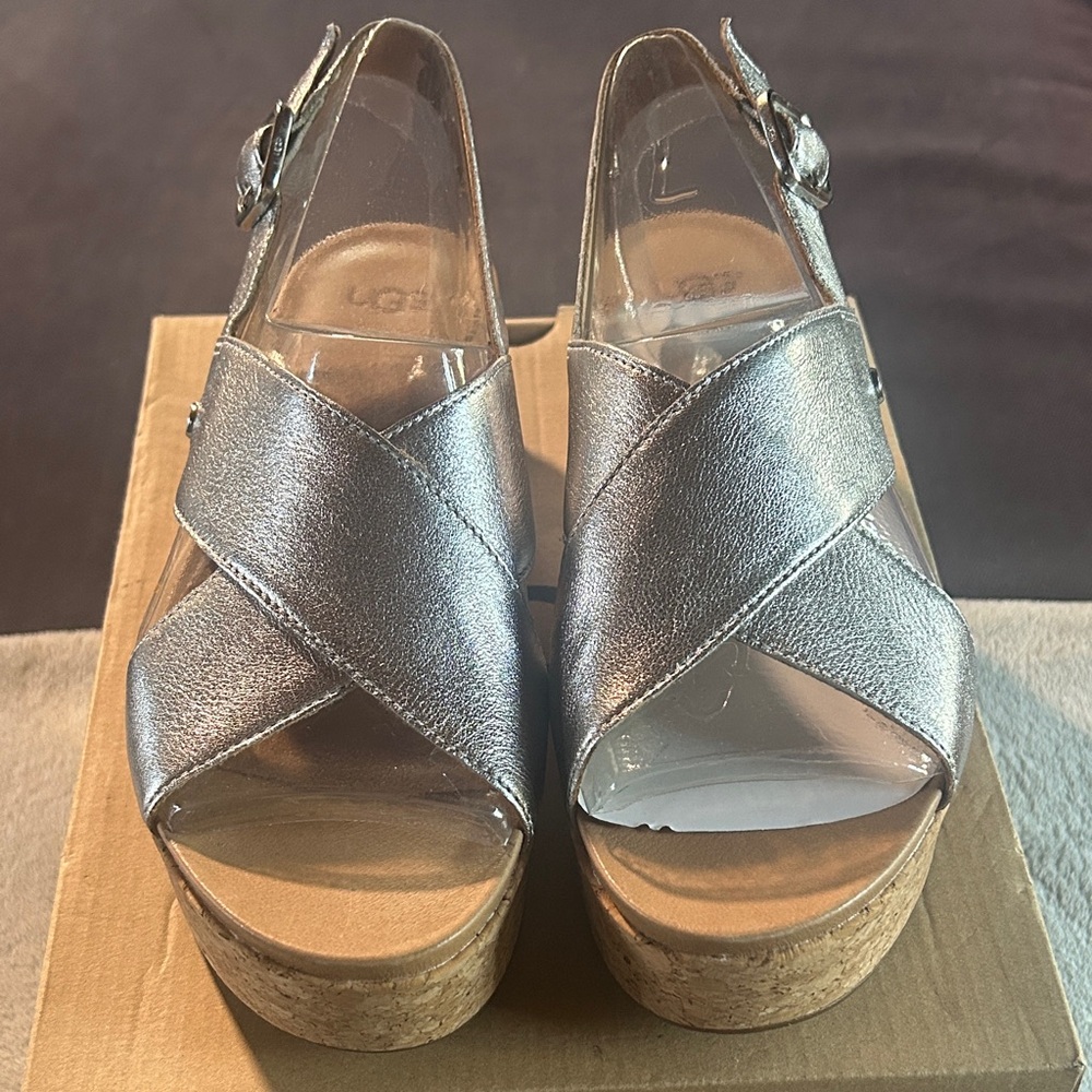 UGG Silver Wedge Sandals
